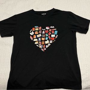 Heart books teacher t shirt
